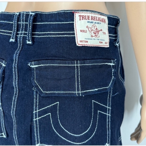 True Religion Women's Dark Blue Denim Maxi Cargo Skirt Sz 29 - Picture 4 of 6